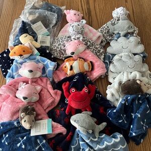 Hudson Baby Plush Animal Blankets - Pink, Blue, Red, Gray